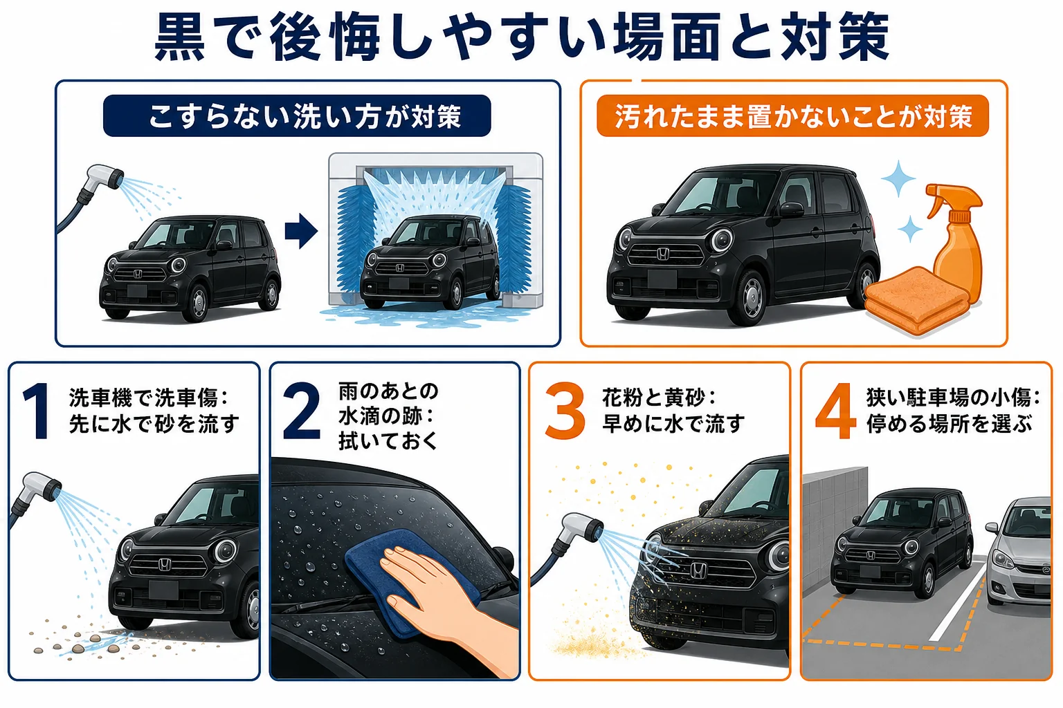 N-ONEの黒で後悔しやすい場面と対策をまとめた図解