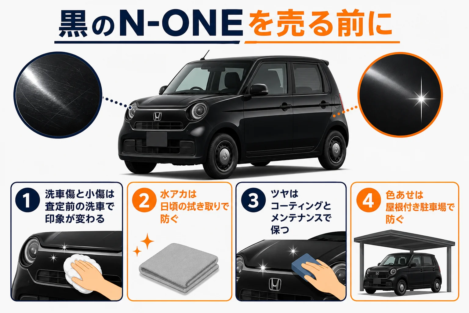 黒のN-ONEを売る前に整えておきたいことをまとめた図解