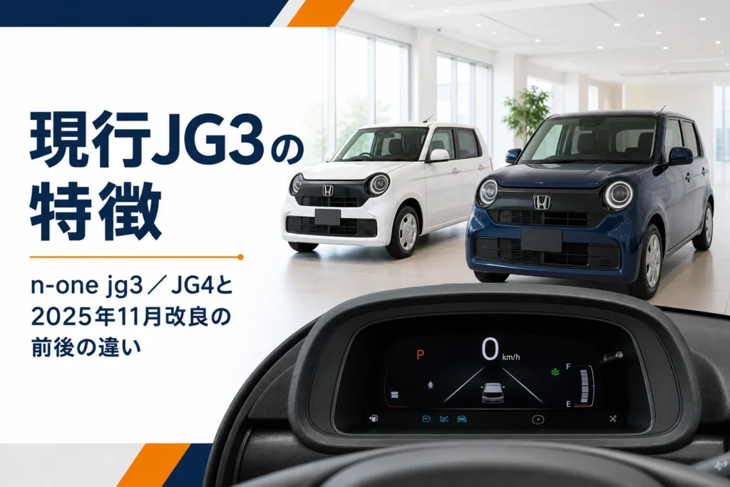現行N-ONEのJG3と改良後の液晶メーターのイメージ