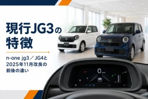 現行N-ONEのJG3と改良後の液晶メーターのイメージ