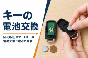 N-ONEのスマートキーの電池を交換している手元のイメージ