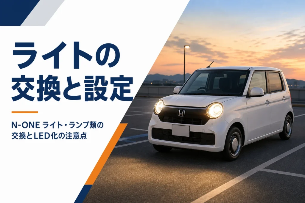 丸目のヘッドライトを点けた軽自動車のイメージ