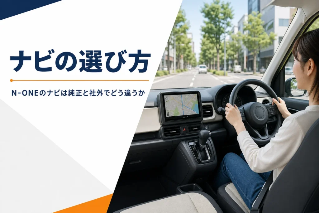 N-ONEの運転席まわりとナビ画面のイメージ