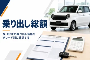 N-ONEの乗り出し価格をグレード別に解説する記事のアイキャッチ