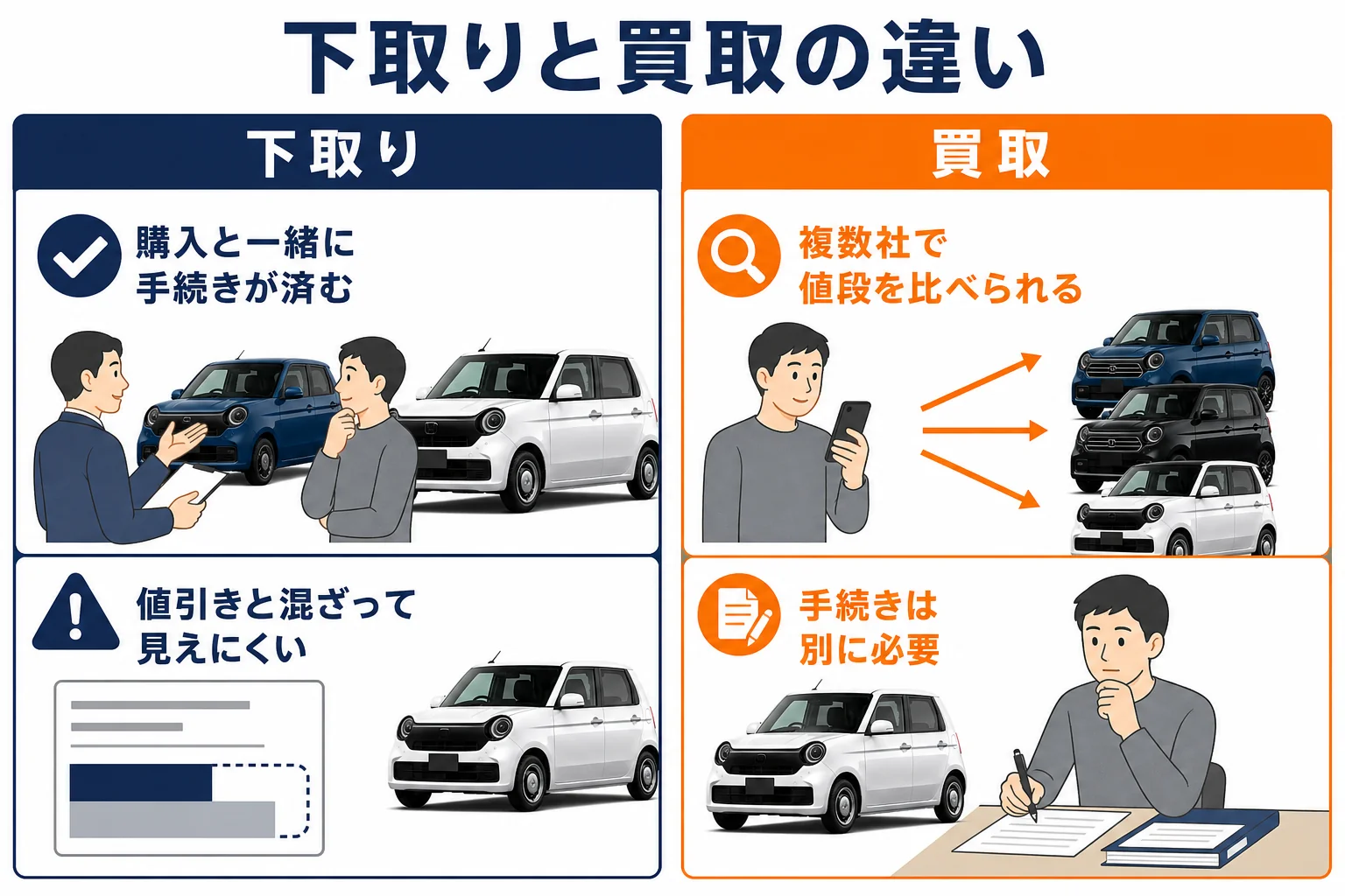 N-ONEの下取りと買取の違い