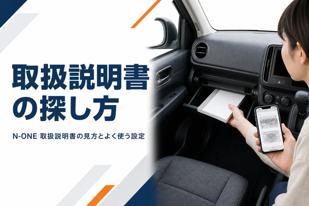 N-ONEの取扱説明書を冊子とスマホで確認するイメージ