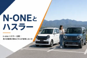 背の低い丸目の軽とSUV風の軽が並ぶ比較のイメージ