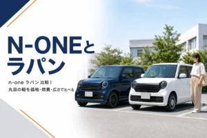 丸目の軽自動車2台が並ぶ比較のイメージ