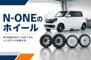 N-ONEのホイールサイズとインチアップを解説する記事のアイキャッチ